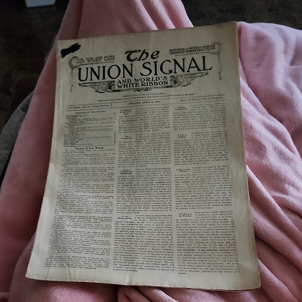 *RARE* ANTIQUE 1903 "THE UNION SIGNAL" NEWSPAPER